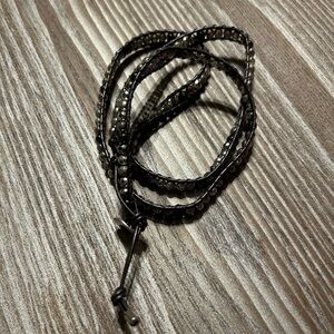 Leather and bead wrap bracelet